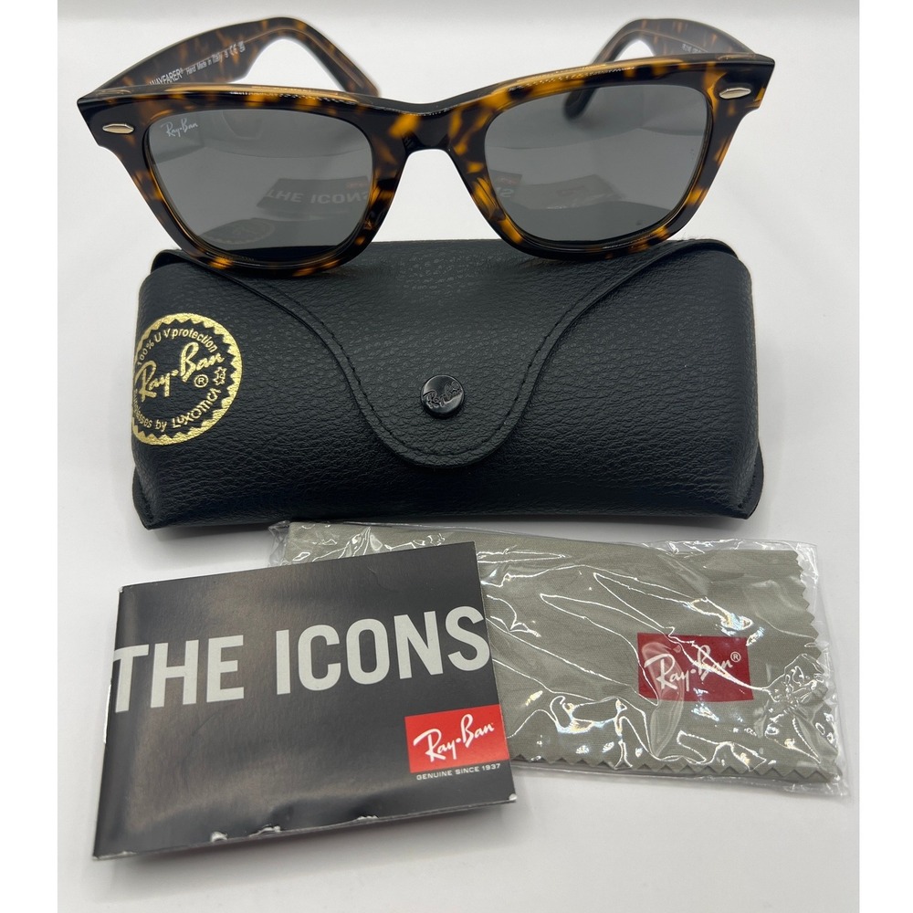 Ray-Ban RB2140 Wayfarer Tortoise Sunglasses 50mm B1 Grey Lens Italy